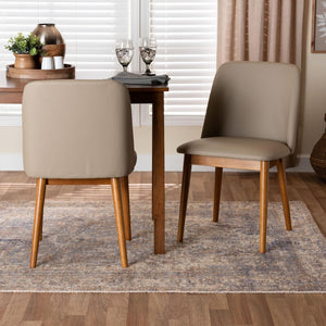 Baxton Studio Baxton Studio Lavin Mid-Century Dining Chair Set of 2 - Walnut Frame, Beige Faux Leather Comfort RT324-CHR
