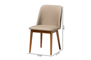 Baxton Studio Baxton Studio Lavin Mid-Century Dining Chair Set of 2 - Walnut Frame, Beige Faux Leather Comfort RT324-CHR