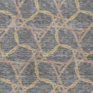 Homeroots 3' Geometric Washable Indoor Outdoor Area Rug - Stylish, Durable Design For Home & Patio Spaces Gray Polyester 613500