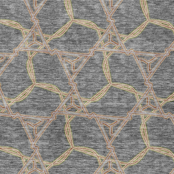 Homeroots 3' Geometric Washable Indoor Outdoor Area Rug - Stylish, Durable Design For Home & Patio Spaces Gray Polyester 613500
