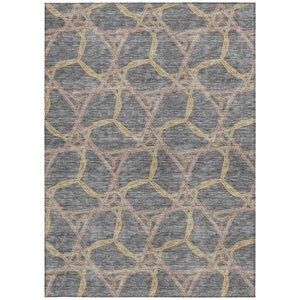 Homeroots 3' Geometric Washable Indoor Outdoor Area Rug - Stylish, Durable Design For Home & Patio Spaces Gray Polyester 613501