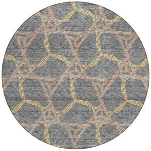 Homeroots 3' Geometric Washable Indoor Outdoor Area Rug - Stylish, Durable Design For Home & Patio Spaces Gray Polyester 613502
