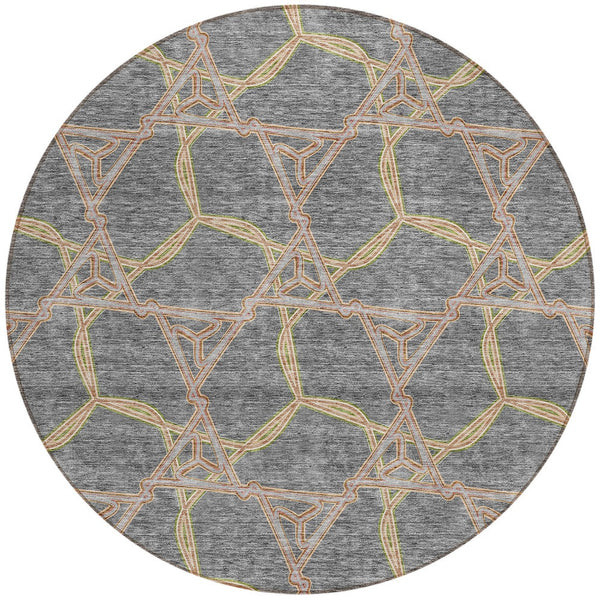 Homeroots 3' Geometric Washable Indoor Outdoor Area Rug - Stylish, Durable Design For Home & Patio Spaces Gray Polyester 613502