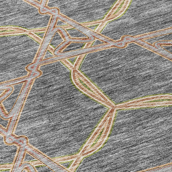 Homeroots 3' Geometric Washable Indoor Outdoor Area Rug - Stylish, Durable Design For Home & Patio Spaces Gray Polyester 613502