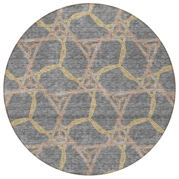 Homeroots 3' Geometric Washable Indoor Outdoor Area Rug - Stylish, Durable Design For Home & Patio Spaces Gray Polyester 613502