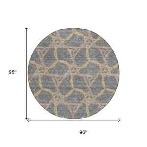 Homeroots 3' Geometric Washable Indoor Outdoor Area Rug - Stylish, Durable Design For Home & Patio Spaces Gray Polyester 613502