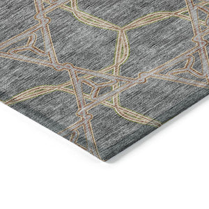 Homeroots 3' Geometric Washable Indoor Outdoor Area Rug - Stylish, Durable Design For Home & Patio Spaces Gray Polyester 613503