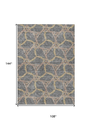 Homeroots 3' Geometric Washable Indoor Outdoor Area Rug - Stylish, Durable Design For Home & Patio Spaces Gray Polyester 613504