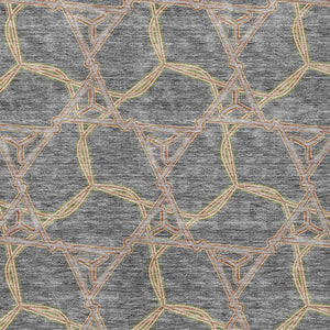 Homeroots 3' Geometric Washable Indoor Outdoor Area Rug - Stylish, Durable Design For Home & Patio Spaces Gray Polyester 613504