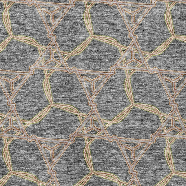 Homeroots 3' Geometric Washable Indoor Outdoor Area Rug - Stylish, Durable Design For Home & Patio Spaces Gray Polyester 613504