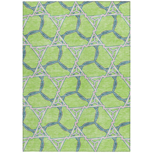 Homeroots 3' Geometric Washable Indoor Outdoor Area Rug - Stylish, Durable Design For Home & Patio Spaces Lime Green Polyester 613506
