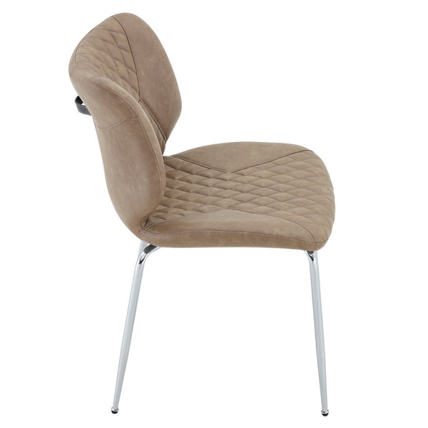 English Elm Dark Oil Waxed Faux Leather Dining Chair Set with Diamond Tufted High Back Metal Legs W3493P444869