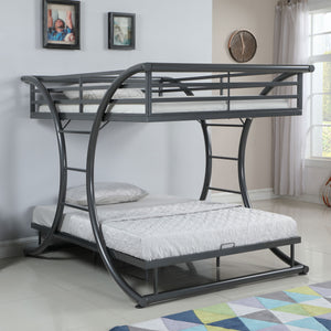 English Elm Weston Gunmetal Bunk Bed with Curved Metal Frame, Industrial Grey Finish, Full over Full Stylish Stack B062S00825