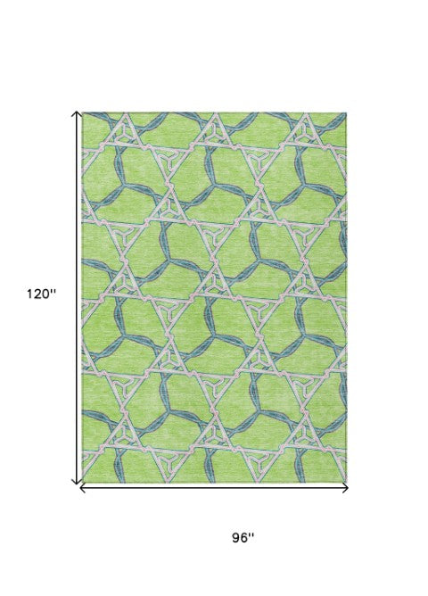 Homeroots 3' Geometric Washable Indoor Outdoor Area Rug - Stylish, Durable Design For Home & Patio Spaces Lime Green Polyester 613509