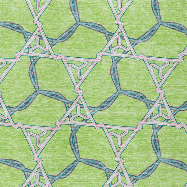 Homeroots 3' Geometric Washable Indoor Outdoor Area Rug - Stylish, Durable Design For Home & Patio Spaces Lime Green Polyester 613509