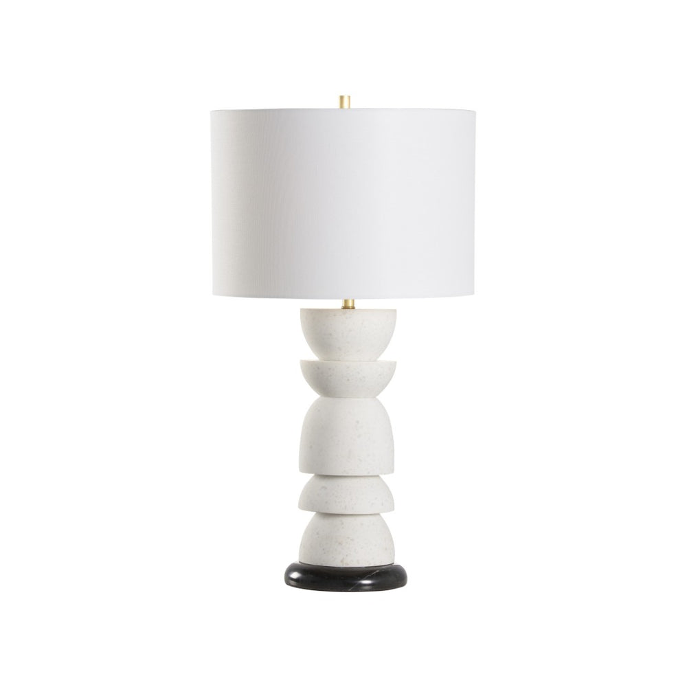 Wildwood Totem Sculptural Lamp With White Terrazzo Shade & Black Marble Base — Ambient Modern Accent Light 61351