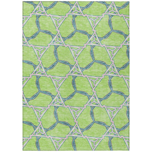 HomeRoots 5' Modern Geometric Lime Green & Blue Washable Area Rug for Indoor & Outdoor Spaces, Stain-Resistant 9' X 12' 613510