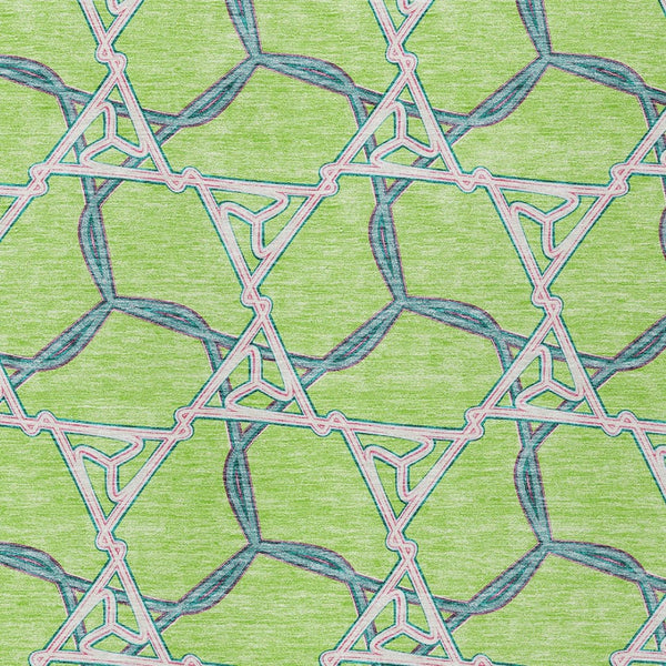 Homeroots 3' Geometric Washable Indoor Outdoor Area Rug - Stylish, Durable Design For Home & Patio Spaces Lime Green Polyester 613510