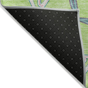 HomeRoots 5' Modern Geometric Lime Green & Blue Washable Area Rug for Indoor & Outdoor Spaces, Stain-Resistant 10' X 14' 613511