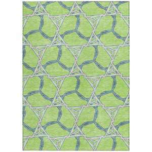 HomeRoots 5' Modern Geometric Lime Green & Blue Washable Area Rug for Indoor & Outdoor Spaces, Stain-Resistant 10' X 14' 613511