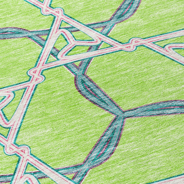 HomeRoots 5' Modern Geometric Lime Green & Blue Washable Area Rug for Indoor & Outdoor Spaces, Stain-Resistant 10' X 14' 613511