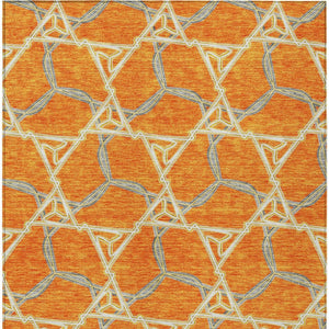 HomeRoots 5' Vibrant Orange and Blue Geometric Washable Area Rug for Indoor and Outdoor High-Traffic Spaces 10' X 14' 613517