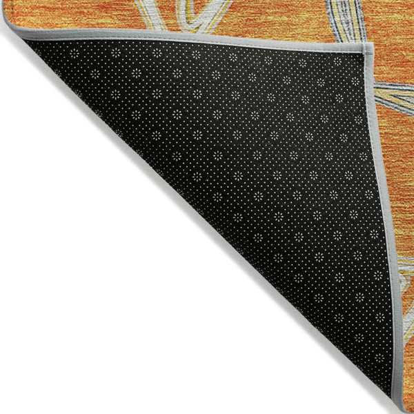 HomeRoots 5' Vibrant Orange and Blue Geometric Washable Area Rug for Indoor and Outdoor High-Traffic Spaces 10' X 14' 613517