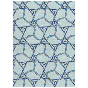 Homeroots 3' Geometric Washable Indoor Outdoor Area Rug - Stylish, Durable Design For Home & Patio Spaces Sky Blue Polyester 613518
