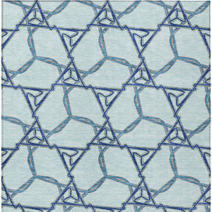 Homeroots 3' Geometric Washable Indoor Outdoor Area Rug - Stylish, Durable Design For Home & Patio Spaces Sky Blue Polyester 613518