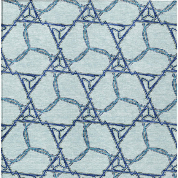 Homeroots 3' Geometric Washable Indoor Outdoor Area Rug - Stylish, Durable Design For Home & Patio Spaces Sky Blue Polyester 613518