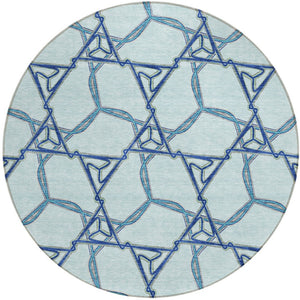 Homeroots 3' Geometric Washable Indoor Outdoor Area Rug - Stylish, Durable Design For Home & Patio Spaces Sky Blue Polyester 613520