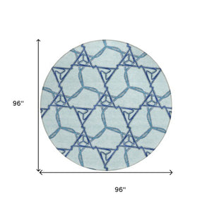 Homeroots 3' Geometric Washable Indoor Outdoor Area Rug - Stylish, Durable Design For Home & Patio Spaces Sky Blue Polyester 613520