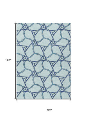 Homeroots 3' Geometric Washable Indoor Outdoor Area Rug - Stylish, Durable Design For Home & Patio Spaces Sky Blue Polyester 613521
