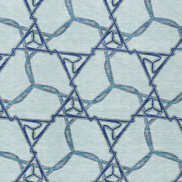 Homeroots 3' Geometric Washable Indoor Outdoor Area Rug - Stylish, Durable Design For Home & Patio Spaces Sky Blue Polyester 613522