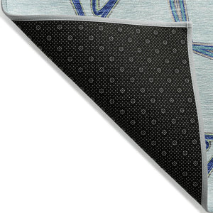 Homeroots 3' Geometric Washable Indoor Outdoor Area Rug - Stylish, Durable Design For Home & Patio Spaces Sky Blue Polyester 613523