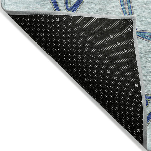 Homeroots 3' Geometric Washable Indoor Outdoor Area Rug - Stylish, Durable Design For Home & Patio Spaces Sky Blue Polyester 613523