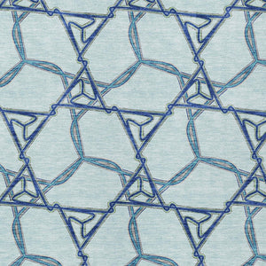 Homeroots 3' Geometric Washable Indoor Outdoor Area Rug - Stylish, Durable Design For Home & Patio Spaces Sky Blue Polyester 613523