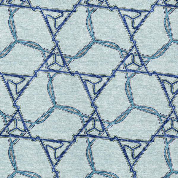 Homeroots 3' Geometric Washable Indoor Outdoor Area Rug - Stylish, Durable Design For Home & Patio Spaces Sky Blue Polyester 613523