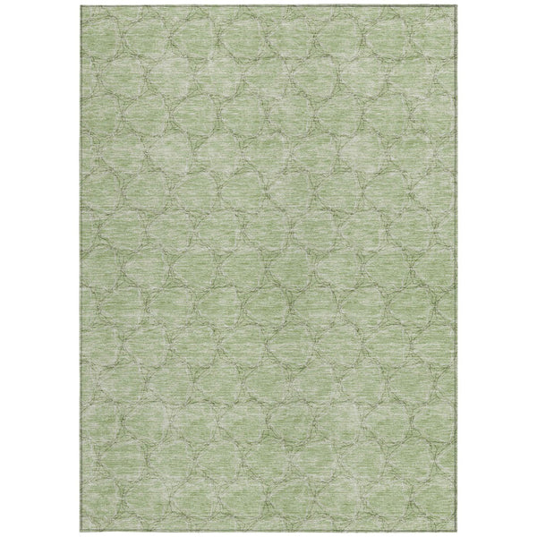 Homeroots 3' X 5' Geometric Washable Area Rug For Indoor & Outdoor Spaces - Durable & Stylish Design Sage Polyester 613530