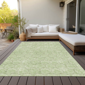 Homeroots 3' X 5' Geometric Washable Area Rug For Indoor & Outdoor Spaces - Durable & Stylish Design Sage Polyester 613531