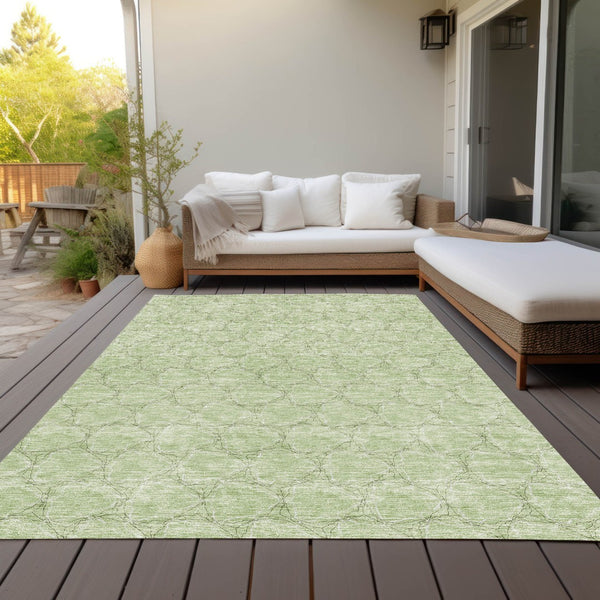 Homeroots 3' X 5' Geometric Washable Area Rug For Indoor & Outdoor Spaces - Durable & Stylish Design Sage Polyester 613531