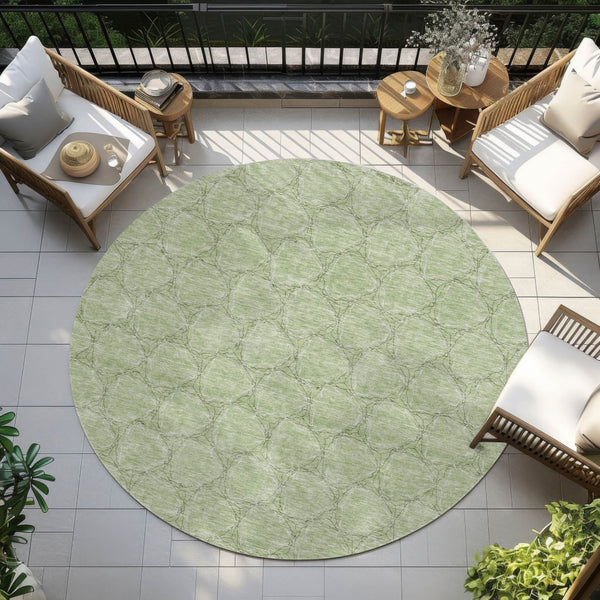 Homeroots 3' X 5' Geometric Washable Area Rug For Indoor & Outdoor Spaces - Durable & Stylish Design Sage Polyester 613532