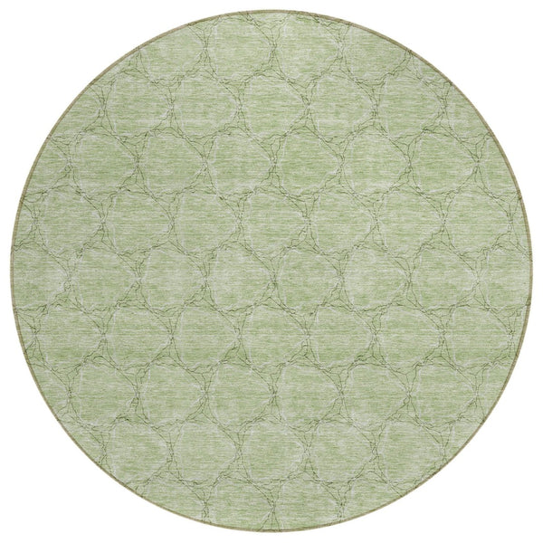 HomeRoots 5' Stylish Sage and Ivory Geometric Area Rug - Washable, Durable, Perfect for Indoor and Outdoor Use 8' Round 613532