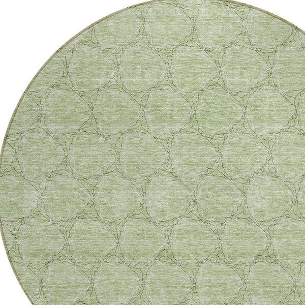Homeroots 3' X 5' Geometric Washable Area Rug For Indoor & Outdoor Spaces - Durable & Stylish Design Sage Polyester 613532