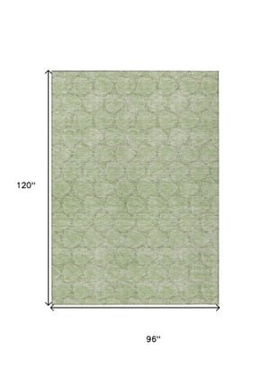 Homeroots 3' X 5' Geometric Washable Area Rug For Indoor & Outdoor Spaces - Durable & Stylish Design Sage Polyester 613533