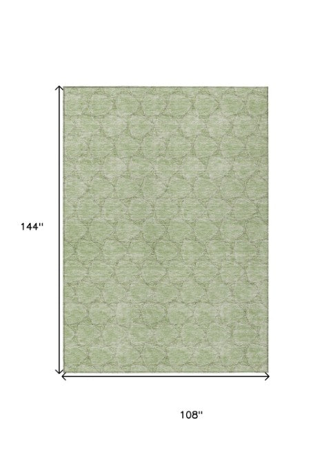 Homeroots 3' X 5' Geometric Washable Area Rug For Indoor & Outdoor Spaces - Durable & Stylish Design Sage Polyester 613534