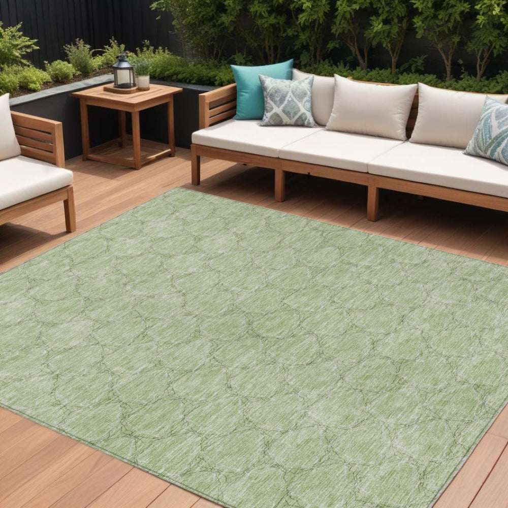 HomeRoots 5' Stylish Sage and Ivory Geometric Area Rug - Washable, Durable, Perfect for Indoor and Outdoor Use 9' X 12' 613534
