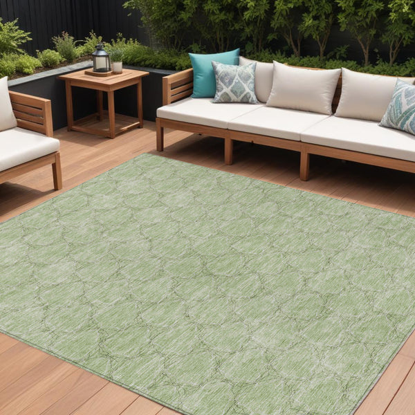 Homeroots 3' X 5' Geometric Washable Area Rug For Indoor & Outdoor Spaces - Durable & Stylish Design Sage Polyester 613534