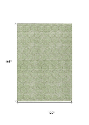 Homeroots 3' X 5' Geometric Washable Area Rug For Indoor & Outdoor Spaces - Durable & Stylish Design Sage Polyester 613535