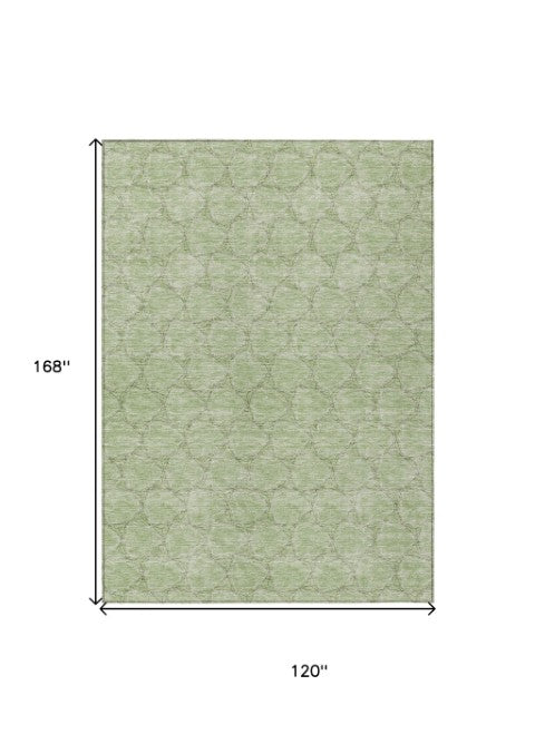 Homeroots 3' X 5' Geometric Washable Area Rug For Indoor & Outdoor Spaces - Durable & Stylish Design Sage Polyester 613535